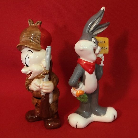 VTG Warner Brothers Elmer Fudd And Bugs Bunny Salt & Pepper Set 1993 - Picture 12 of 16